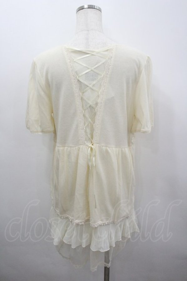 画像3: axes femme / フロントローズモチーフ裾プリーツシフォンロングカーディガン M キナリ I-26-03-04-073-AX-TO-TE-ZI (3)