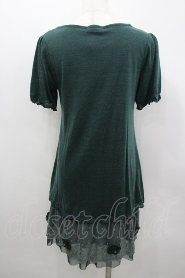 画像3: axes femme / 裾お花モチーフ付きワンピース M グリーン I-26-03-04-074-AX-TO-TE-ZI (3)