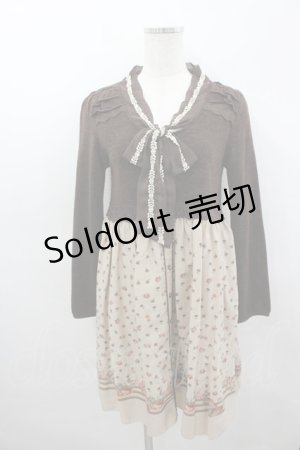 画像: axes femme / 花柄切替ワンピース M ブラウン I-26-03-04-075-AX-BL-TE-ZI