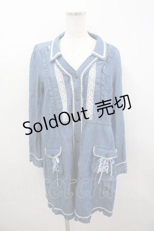 画像: axes femme / ポケット付きデニムチュニック M ブルー I-26-03-04-076-AX-OP-TE-ZI