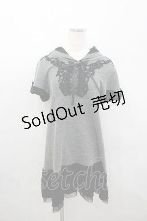 画像: axes femme / レースアップパーカーワンピース M グレー×黒 I-26-03-04-077-AX-OP-TE-ZI