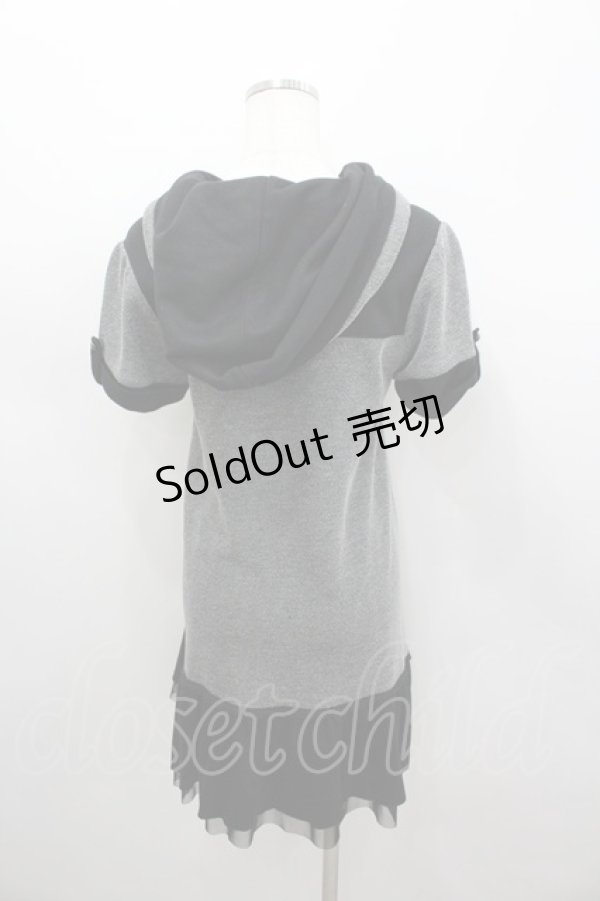 画像2: axes femme / レースアップパーカーワンピース M グレー×黒 I-26-03-04-077-AX-OP-TE-ZI (2)