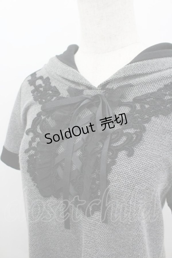 画像3: axes femme / レースアップパーカーワンピース M グレー×黒 I-26-03-04-077-AX-OP-TE-ZI (3)