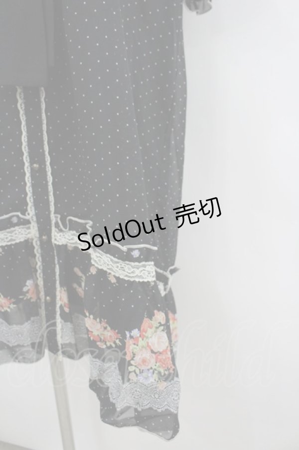 画像2: axes femme / レースアップローズドットワンピース M 黒 I-26-03-04-080-AX-OP-TE-ZI (2)