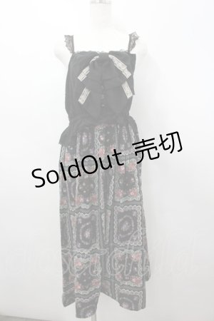 画像: axes femme / ビッグリボン小花柄ロングワンピース M 黒 I-26-03-04-083-AX-OP-TE-ZI