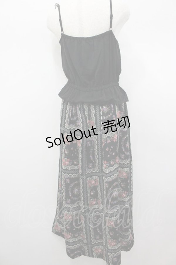 画像3: axes femme / ビッグリボン小花柄ロングワンピース M 黒 I-26-03-04-083-AX-OP-TE-ZI (3)