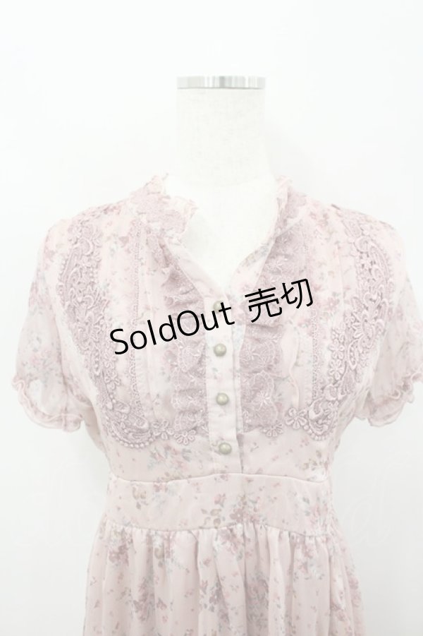 画像2: axes femme Nostalgic / 花柄シフォンブラウスOP M アワピンク I-26-03-04-084-LO-OP-TE-ZI (2)