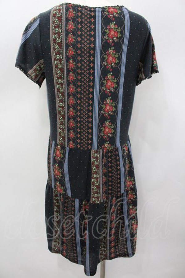 画像3: axes femme / お花ボーダードット柄チュニック M 黒 I-26-03-04-087-AX-OP-TE-ZI (3)