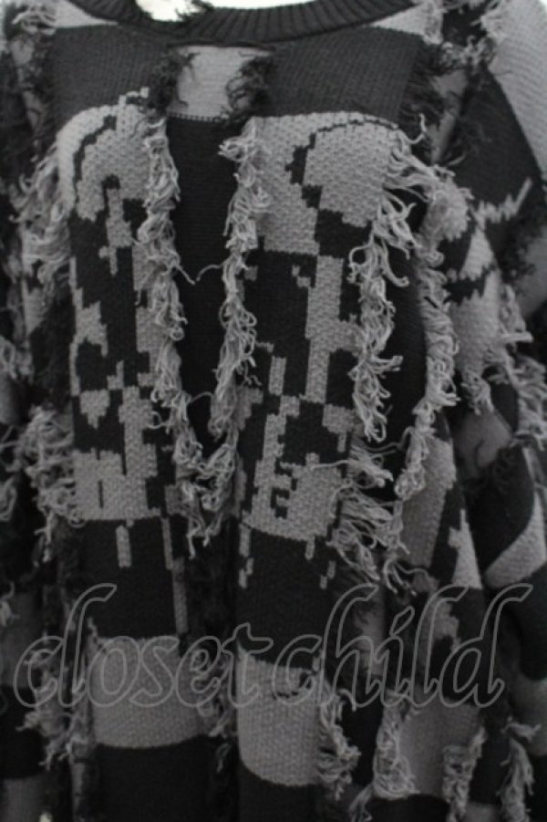 画像2: REFLEM / ダメージボーダーニットプルオーバー  黒×グレー I-26-03-04-009-PU-TO-TE-ZI (2)