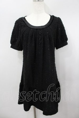 画像: axes femme / バラ釦スパンコール使いワンピース M 黒 I-26-03-04-088-AX-OP-TE-ZI