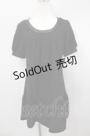 画像: axes femme / バラ釦スパンコール使いワンピース M 黒 I-26-03-04-088-AX-OP-TE-ZI