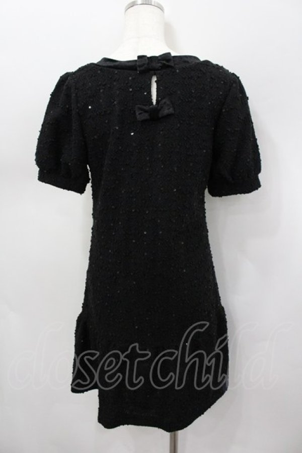 画像3: axes femme / バラ釦スパンコール使いワンピース M 黒 I-26-03-04-088-AX-OP-TE-ZI (3)