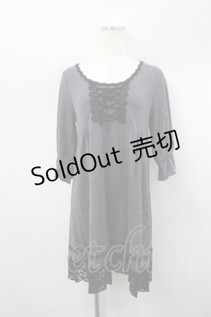 画像: axes femme / フロント編み上げ半袖ワンピース M グレー I-26-03-04-089-AX-OP-TE-ZI