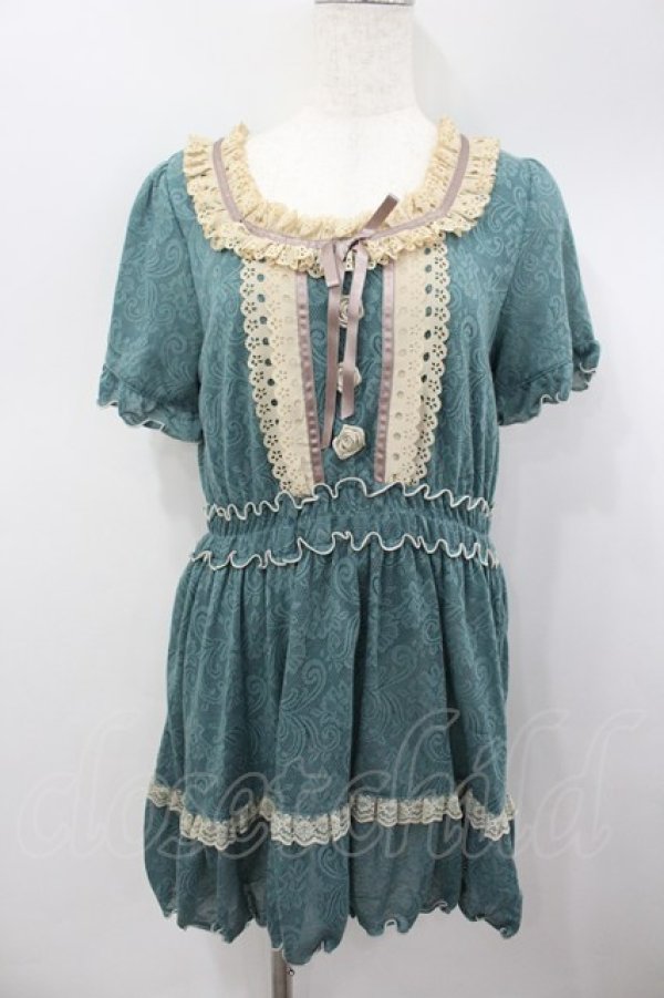 画像1: axes femme / カットジャガードチュニック M グリーン I-26-03-04-090-AX-OP-TE-ZI (1)