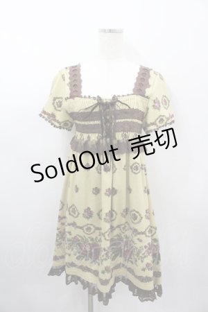 画像: axes femme / カットソー花リース柄チュニ M ベージュ I-26-03-04-091-AX-OP-TE-ZI