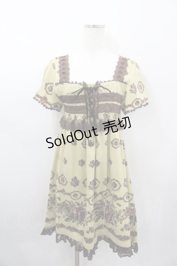 画像1: axes femme / カットソー花リース柄チュニ M ベージュ I-26-03-04-091-AX-OP-TE-ZI (1)