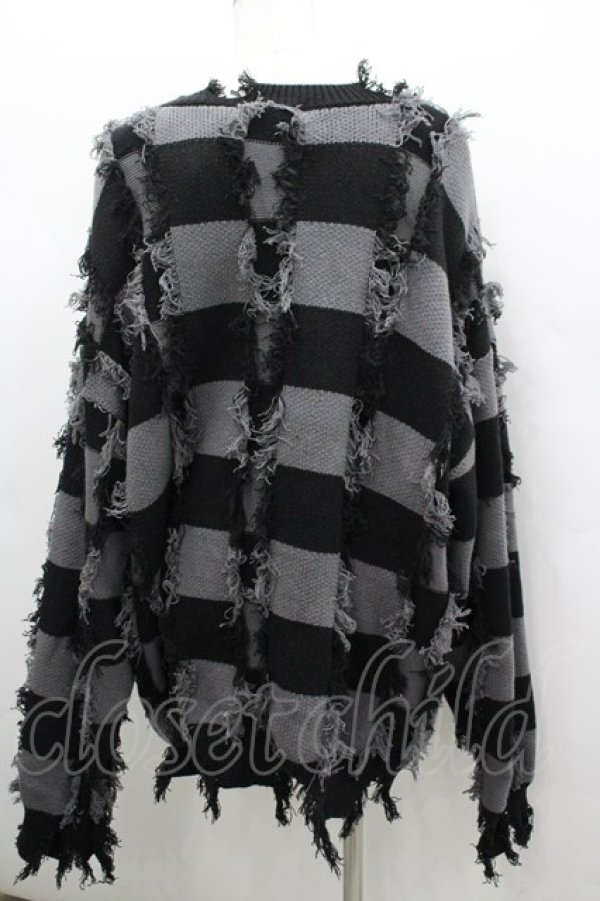 画像3: REFLEM / ダメージボーダーニットプルオーバー  黒×グレー I-26-03-04-009-PU-TO-TE-ZI (3)