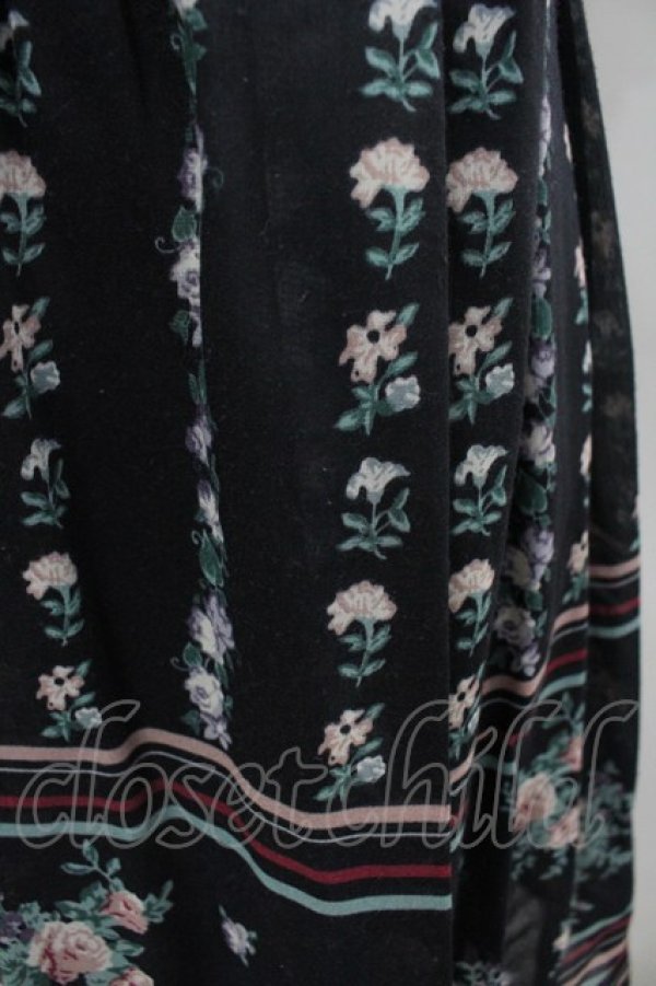 画像2: axes femme / ストライプ花柄ワンピース M 黒 I-26-03-04-093-AX-OP-TE-ZI (2)