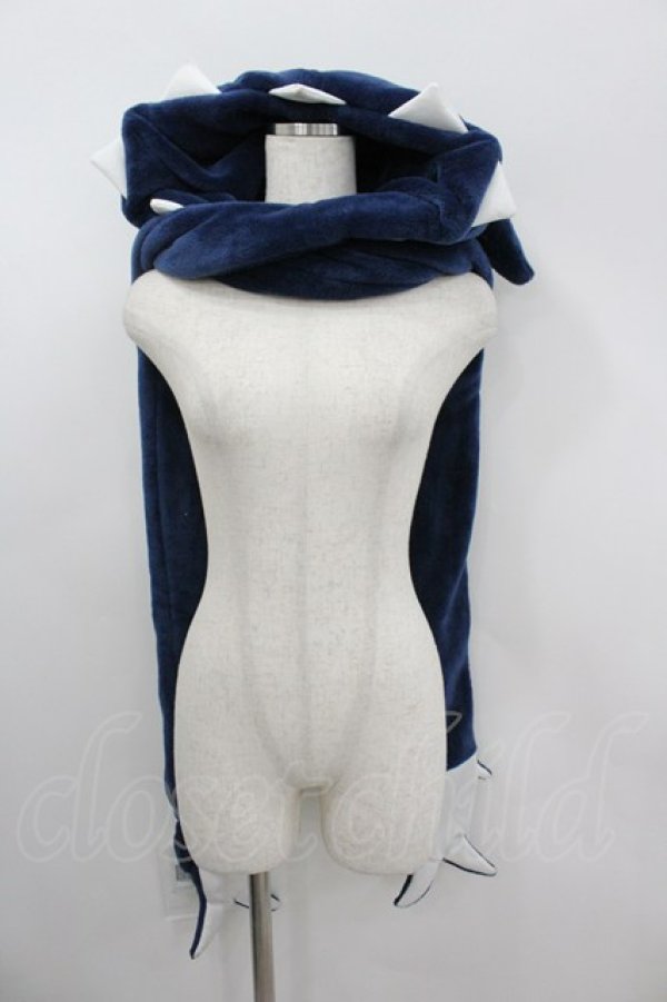 画像1: Favorite / サメモチーフファーマフラーハット  ネイビーＸ白 I-26-03-04-096-LO-AC-SA-ZI (1)