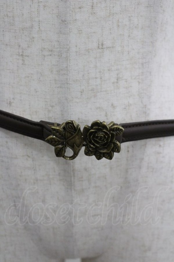 画像2: axes femme / バラモチーフ細ベルト  ブラウン I-26-03-04-097-AX-SK-SA-ZI (2)