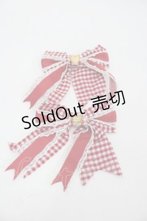 画像: Angelic Pretty / ギンガムチェックリボンクリップ  赤Ｘ白チェック I-26-03-04-108-AP-AC-SA-ZI