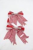 画像2: Angelic Pretty / ギンガムチェックリボンクリップ  赤Ｘ白チェック I-26-03-04-108-AP-AC-SA-ZI (2)