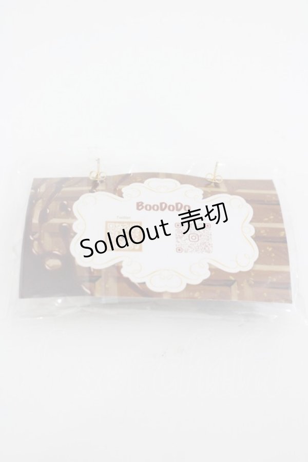 画像2: BooDoDo / リボンハートマカロンくまピアス  白Ｘブラウン I-26-03-04-110-LO-AC-SA-ZI (2)