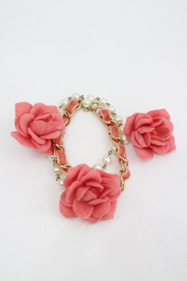 画像1: LIZ LISA / 薔薇2連ブレスレット  ピンク I-26-03-04-111-LO-AC-TE-ZI (1)