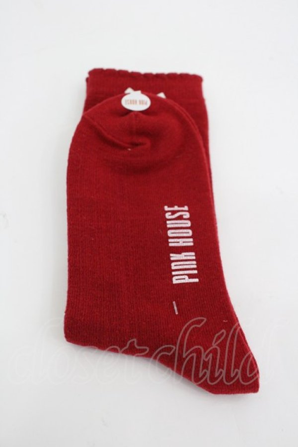 画像2: PINK HOUSE / ロゴ入りハートモチーフソックス  赤 I-26-03-04-121-LO-ZA-TE-ZI (2)