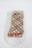 画像1: PINK HOUSE / 薔薇刺繍チェックソックス  ベージュチェック I-26-03-04-124-LO-ZA-SA-ZI (1)