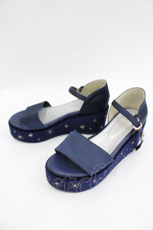 画像3: axes femme POETIQUE / 星座刺繍サンダル M ネイビー I-26-03-04-125-AX-SH-TE-ZI (3)