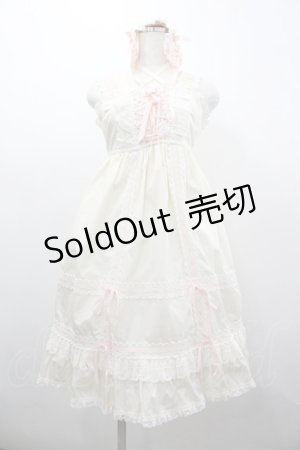 画像: BABY,THE STARS SHINE BRIGHT / ベビードールジャンパースカート＆プリンセスドロップヘッドドレス  生成りＸピンク I-26-03-04-020-BA-OP-SA-ZI