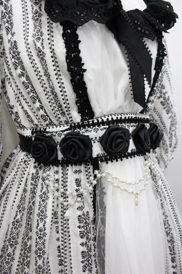 画像2: ALICE and the PIRATES / 〜Eden〜漆黒の薔薇と光の雫カラミドビーロングワンピース  白Ｘ黒 I-26-03-04-024-PA-OP-SA-ZI (2)