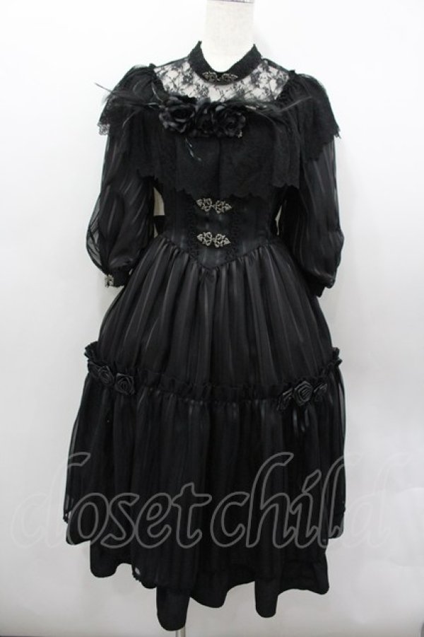 画像1: ALICE and the PIRATES / 薔薇の淑女ワンピース  黒 I-26-03-04-025-PA-OP-SA-ZI (1)