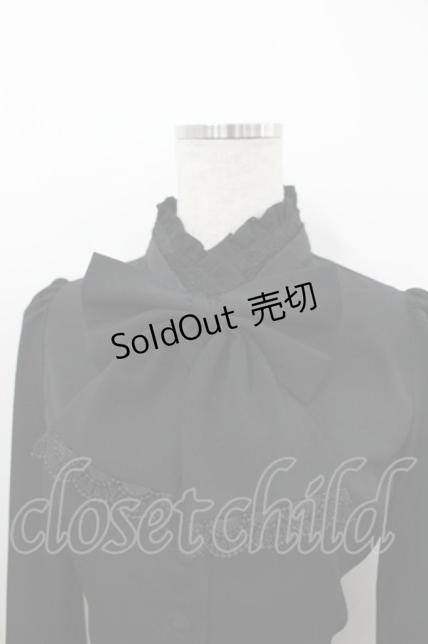 画像2: Sheglit / スタンドカラーリボンジャボブラウス L 黒 I-26-03-04-003-EL-BL-SA-ZI (2)