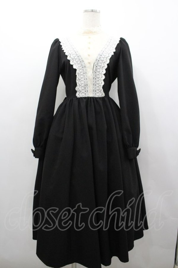 画像1: Innocent World / キャトリーヌ（長袖）ワンピース M 黒 I-26-03-04-029-IW-OP-TE-ZI (1)