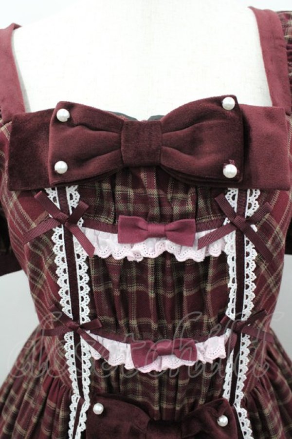 画像2: Cute.Q（海外ロリータブランド） / ベイリーズガールズチェックワンピース  ボルドーチェック I-26-03-04-031-GO-BL-SA-ZI (2)