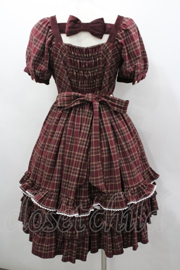 画像3: Cute.Q（海外ロリータブランド） / ベイリーズガールズチェックワンピース  ボルドーチェック I-26-03-04-031-GO-BL-SA-ZI (3)
