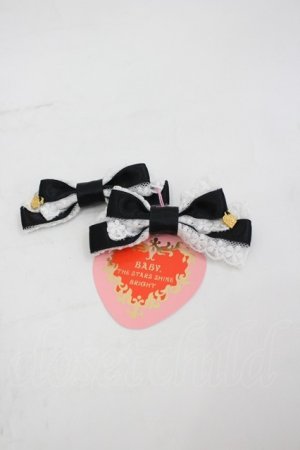 画像: BABY,THE STARS SHINE BRIGHT / Le sucre petillantミニリボンクリップ  黒Ｘ白 I-26-03-05-048-BA-ZA-SA-ZI