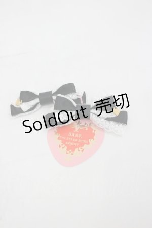 画像: BABY,THE STARS SHINE BRIGHT / Le sucre petillantミニリボンクリップ  黒Ｘ白 I-26-03-05-048-BA-ZA-SA-ZI