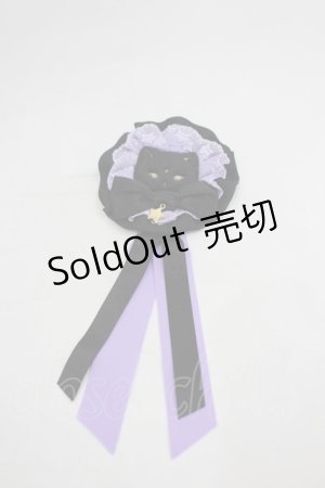 画像: Angelic Pretty / Milk Catワッペンロゼッタブローチ  黒Ｘラベンダー I-26-03-05-058-AP-ZA-SA-ZI