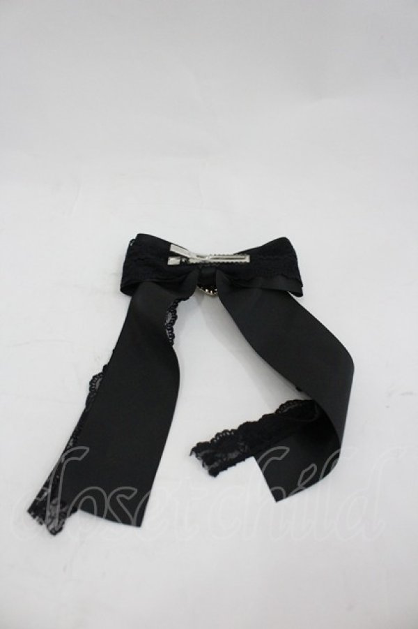 画像2: MA*RS / ハートパールリボンクリップ  黒Ｘ白 I-26-03-05-063-EL-AC-SA-ZI (2)