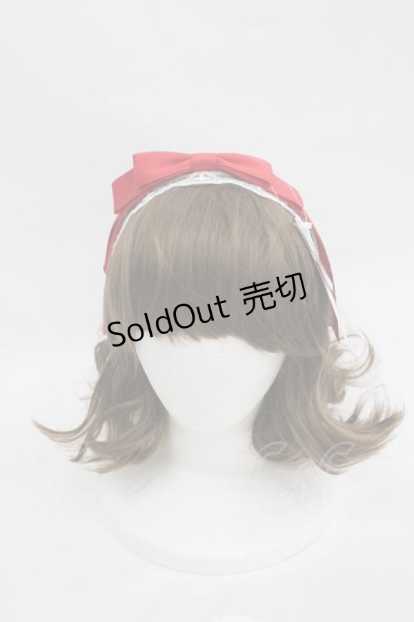画像1: axes femme kawaii / レースリボンカチューシャ  赤Ｘ白 I-26-03-05-070-AX-AC-SA-ZI (1)