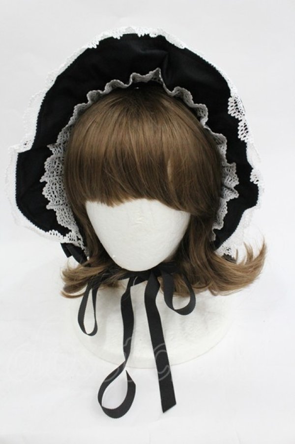 画像1: BABY,THE STARS SHINE BRIGHT / うさみみボンネット  黒Ｘ白 I-26-03-05-079-BA-AC-SA-ZI (1)