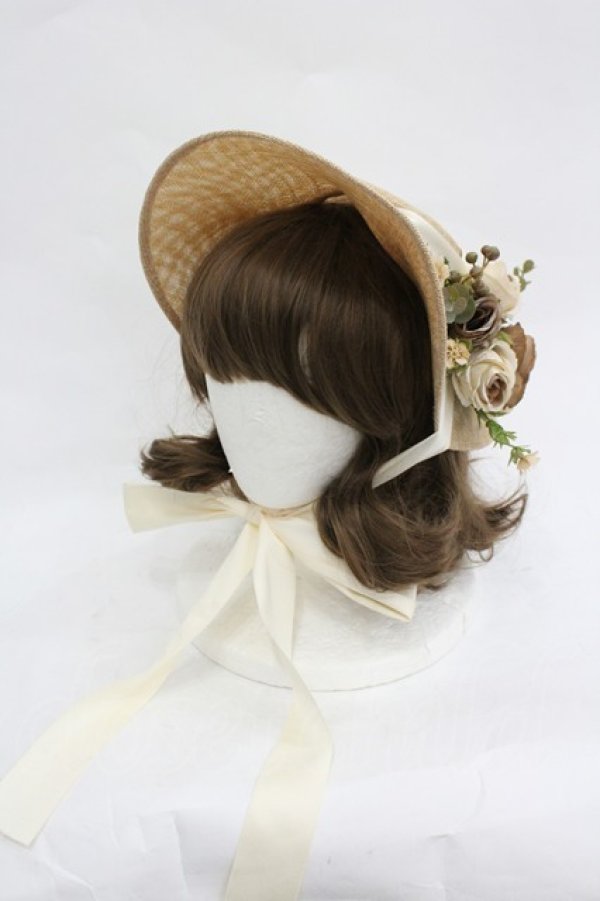 画像1: LOLITAその他(お買取対象外) / ローズモチーフシースルー麦わらハット  ブラウンＸアイボリー I-26-03-05-080-LO-AC-SA-ZI (1)