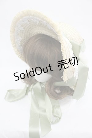 画像: axes femme kawaii / ロココサマーハット  アイボリーＸグリーン I-26-03-05-088-AX-AC-SA-ZI