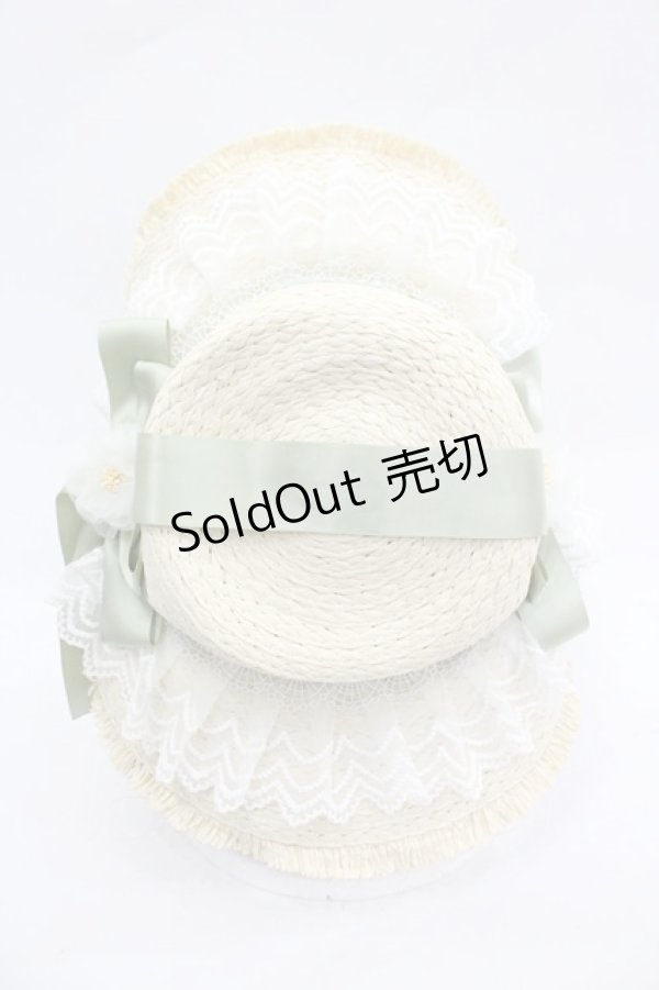 画像3: axes femme kawaii / ロココサマーハット  アイボリーＸグリーン I-26-03-05-088-AX-AC-SA-ZI (3)