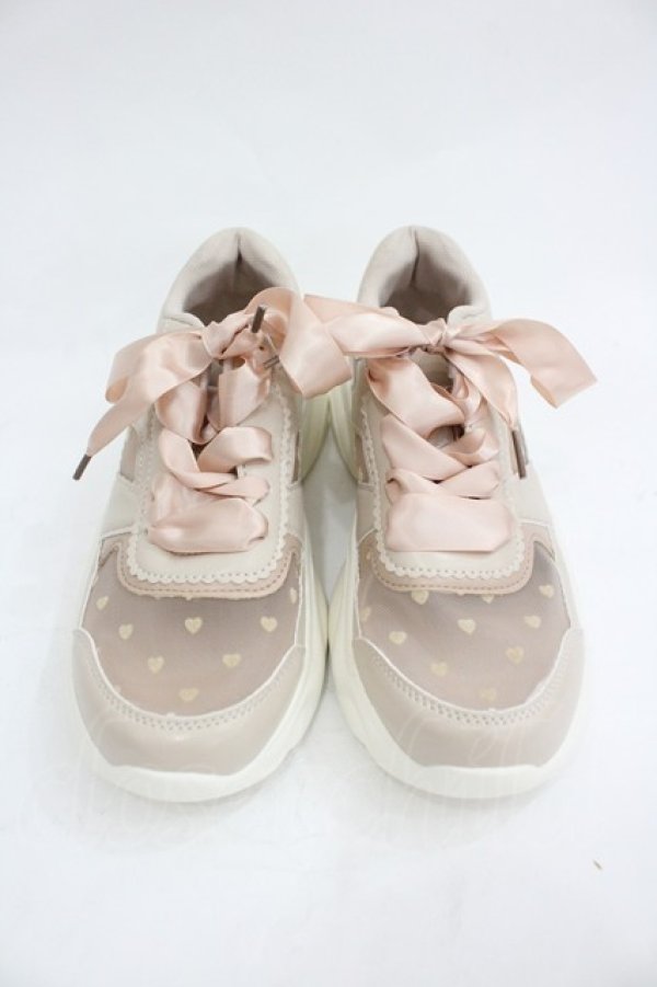 画像1: m petit by misako / シースルーハートスニーカー M ピンクＸ白 I-26-03-05-008-LO-SH-SA-ZI (1)