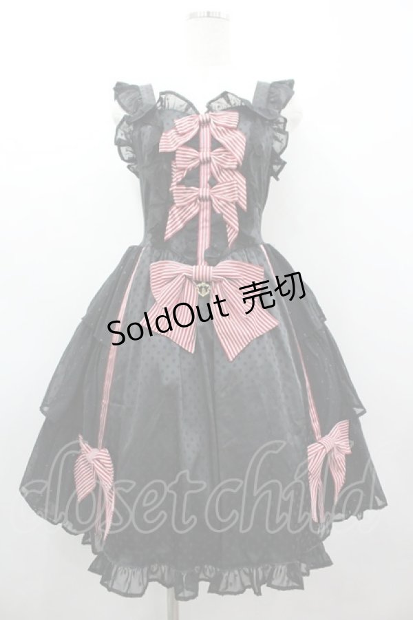 画像1: BABY,THE STARS SHINE BRIGHT / 星ネコちゃんジャンパースカート  黒Ｘ赤 I-26-03-05-111-BA-OP-SA-ZI (1)