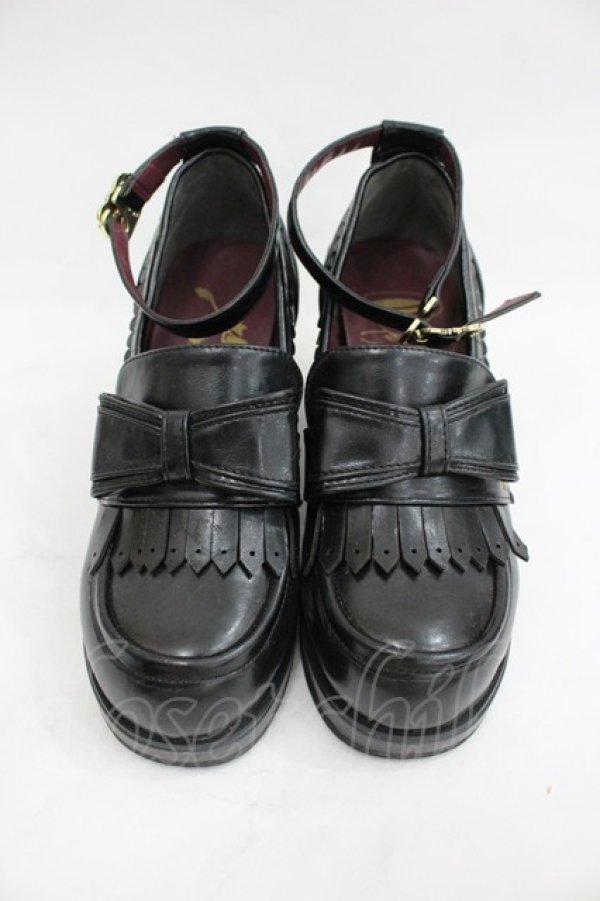 画像1: Amavel / Bibliotheque Cafeローファーパンプス L 黒 I-26-03-05-010-CA-SH-SA-ZI (1)